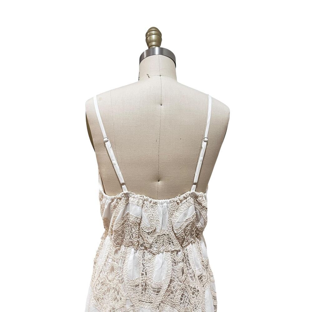 Strut & Bolt Cream Beach Maxi Dress Womens Medium Sand Crochet Lace Boho - Picture 5 of 11